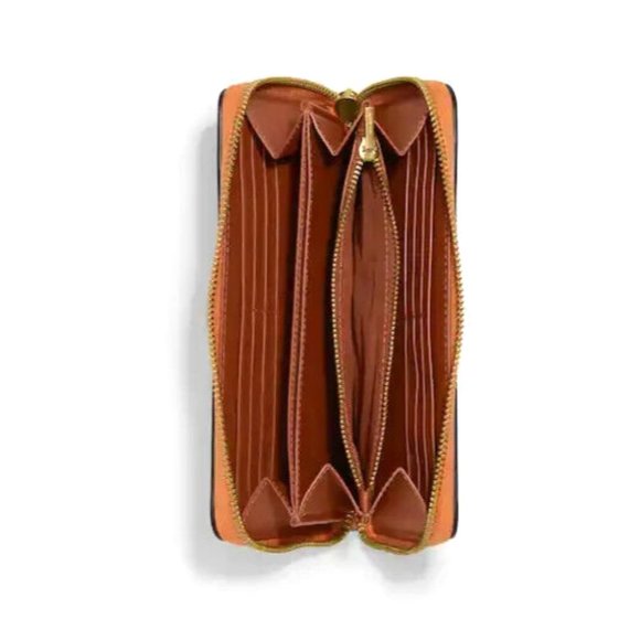 New Coach CH801 Accordion Zip Wallet Refined Calf Leather Faded Orange - Picture 2 of 3